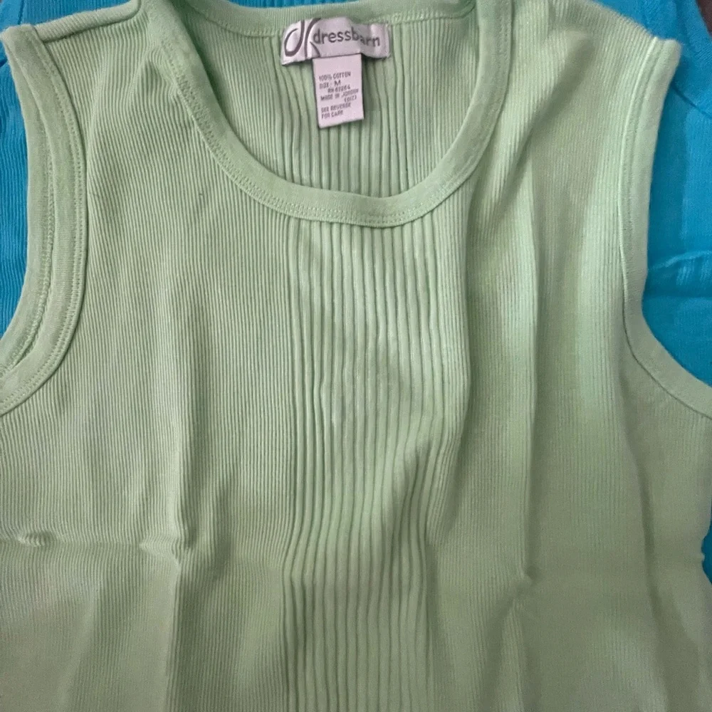Dressbarn Blue and Green Ribbed Sleeveless Sweater tanks - Picture 2 of 3